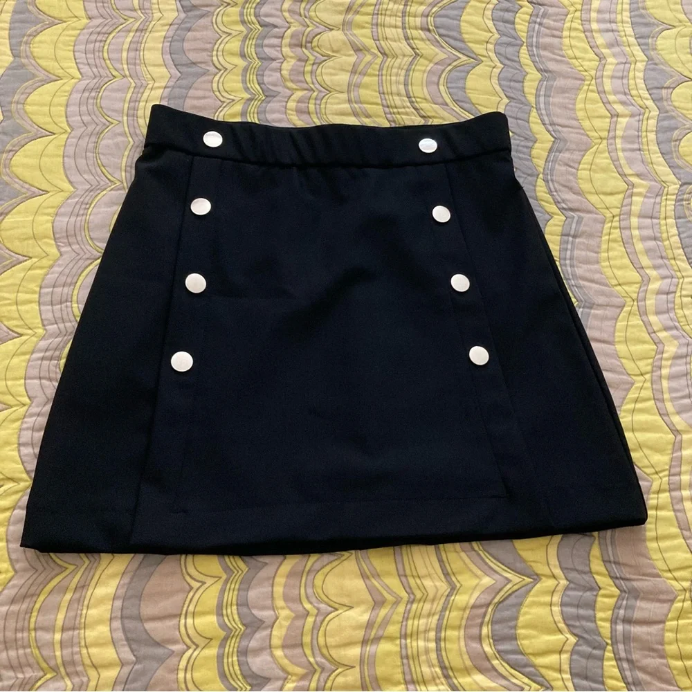 Rachel Zoe Sailor Button Front A Line Skirt |Color Black | Size 8 | New No Tags - Picture 4 of 7